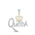 10kt Yellow Gold Men's Diamond Queen Crown Charm Pendant - 1 - 5/8 Cttw - Splendid Jewellery