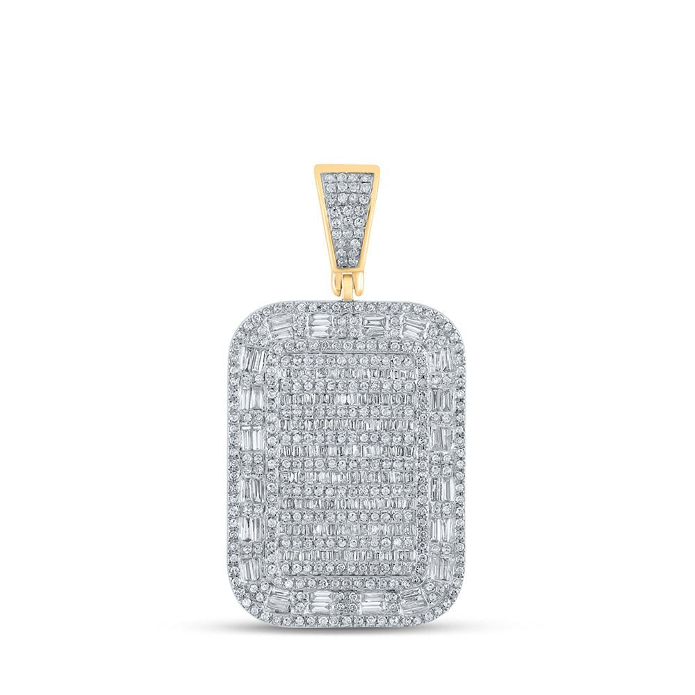10kt Yellow Gold Men's Diamond Rectangle Charm Pendant - 2 Cttw | Splendid Jewellery - Splendid Jewellery