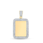 10kt Yellow Gold Men's Diamond Rectangle Memory Charm Pendant - Captivating Brilliance - Splendid Jewellery