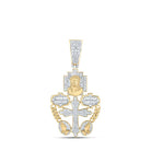 10kt Yellow Gold Men's Diamond Rosary Jesus Cross Charm Pendant - 3/4 Cttw - Splendid Jewellery