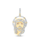 10kt Yellow Gold Men's Diamond Ruby Jesus Face Charm Pendant - 1 - 3/4 Cttw | Splendid Jewellery - Splendid Jewellery