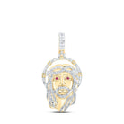 10kt Yellow Gold Men's Diamond Ruby Jesus Face Charm Pendant - 1 Cttw | Splendid Jewellery - Splendid Jewellery