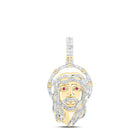 10kt Yellow Gold Men's Diamond Ruby Jesus Face Charm Pendant - 1 Cttw | Splendid Jewellery - Splendid Jewellery