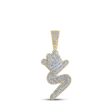 Load image into Gallery viewer, 10kt Yellow Gold Men's Diamond S Crown Letter Charm Pendant - 1 Cttw - Splendid Jewellery