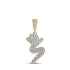 10kt Yellow Gold Men's Diamond S Crown Letter Charm Pendant - 1 Cttw - Splendid Jewellery