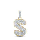 10kt Yellow Gold Men's Diamond S Initial Letter Charm Pendant - 1 Cttw - Splendid Jewellery