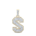 10kt Yellow Gold Men's Diamond S Initial Letter Charm Pendant - 1 Cttw - Splendid Jewellery