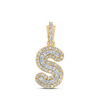 10kt Yellow Gold Men's Diamond S Initial Letter Charm Pendant - 1/5 Cttw - Splendid Jewellery