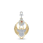 10kt Yellow Gold Men's Diamond Scarab Ankh Charm Pendant - 3/4 Cttw | Splendid Jewellery - Splendid Jewellery