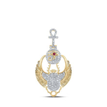 Load image into Gallery viewer, 10kt Yellow Gold Men's Diamond Scarab Ankh Charm Pendant - 3/4 Cttw | Splendid Jewellery - Splendid Jewellery