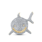 10kt Yellow Gold Men's Diamond Shark Animal Charm Pendant - 1 - 7/8 Cttw - Splendid Jewellery