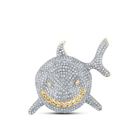 10kt Yellow Gold Men's Diamond Shark Animal Charm Pendant - 1 - 7/8 Cttw - Splendid Jewellery