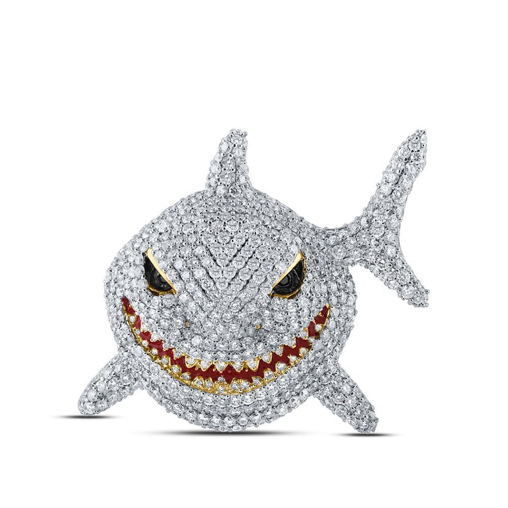 10kt Yellow Gold Men's Diamond Shark Charm Pendant - 9 - 1/3 Cttw - Splendid Jewellery