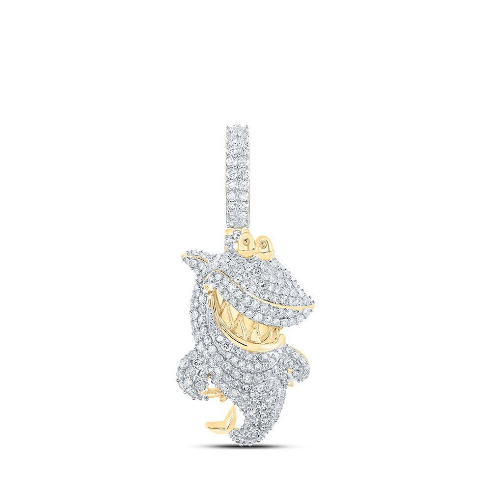 10kt Yellow Gold Men's Diamond Shark Grin Animal Charm Pendant - 1 - 3/4 Cttw - Splendid Jewellery