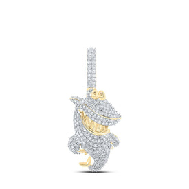 10kt Yellow Gold Men's Diamond Shark Grin Animal Charm Pendant - 1 - 3/4 Cttw - Splendid Jewellery