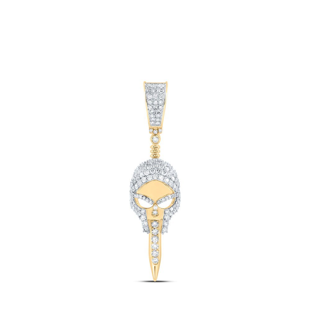 10kt Yellow Gold Men's Diamond Skull Charm Pendant - 1 Cttw | Splendid Jewellery - Splendid Jewellery