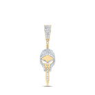 10kt Yellow Gold Men's Diamond Skull Charm Pendant - 1 Cttw | Splendid Jewellery - Splendid Jewellery