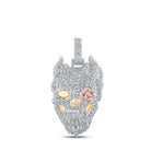 10kt Yellow Gold Men's Diamond Skull Rose Charm Pendant - 6 - 1/2 Cttw | Splendid Jewellery - Splendid Jewellery