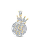 10kt Yellow Gold Men's Diamond Soccer Ball Crown Charm Pendant - 2 - 3/4 Cttw - Splendid Jewellery