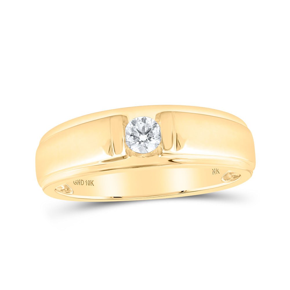 10kt Yellow Gold Men's Diamond Solitaire Band Ring - Timeless Elegance - Splendid Jewellery