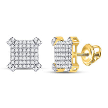 Load image into Gallery viewer, 10kt Yellow Gold Men's Diamond Squared Cluster Earrings - 3/4 Cttw | Splendid Jewellery - Splendid Jewellery
