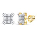 10kt Yellow Gold Men's Diamond Squared Cluster Earrings - 3/4 Cttw | Splendid Jewellery - Splendid Jewellery