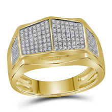 Load image into Gallery viewer, 10kt Yellow Gold Men's Diamond Symmetrical Arched Square Cluster Ring - Captivating Brilliance - Splendid Jewellery
