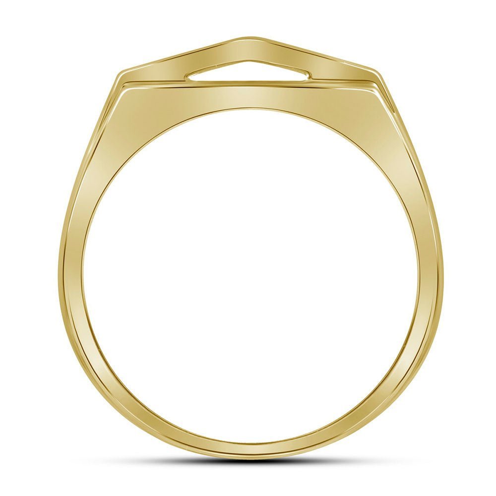 10kt Yellow Gold Men's Diamond Symmetrical Arched Square Cluster Ring - Captivating Brilliance - Splendid Jewellery