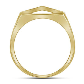 10kt Yellow Gold Men's Diamond Symmetrical Arched Square Cluster Ring - Captivating Brilliance - Splendid Jewellery