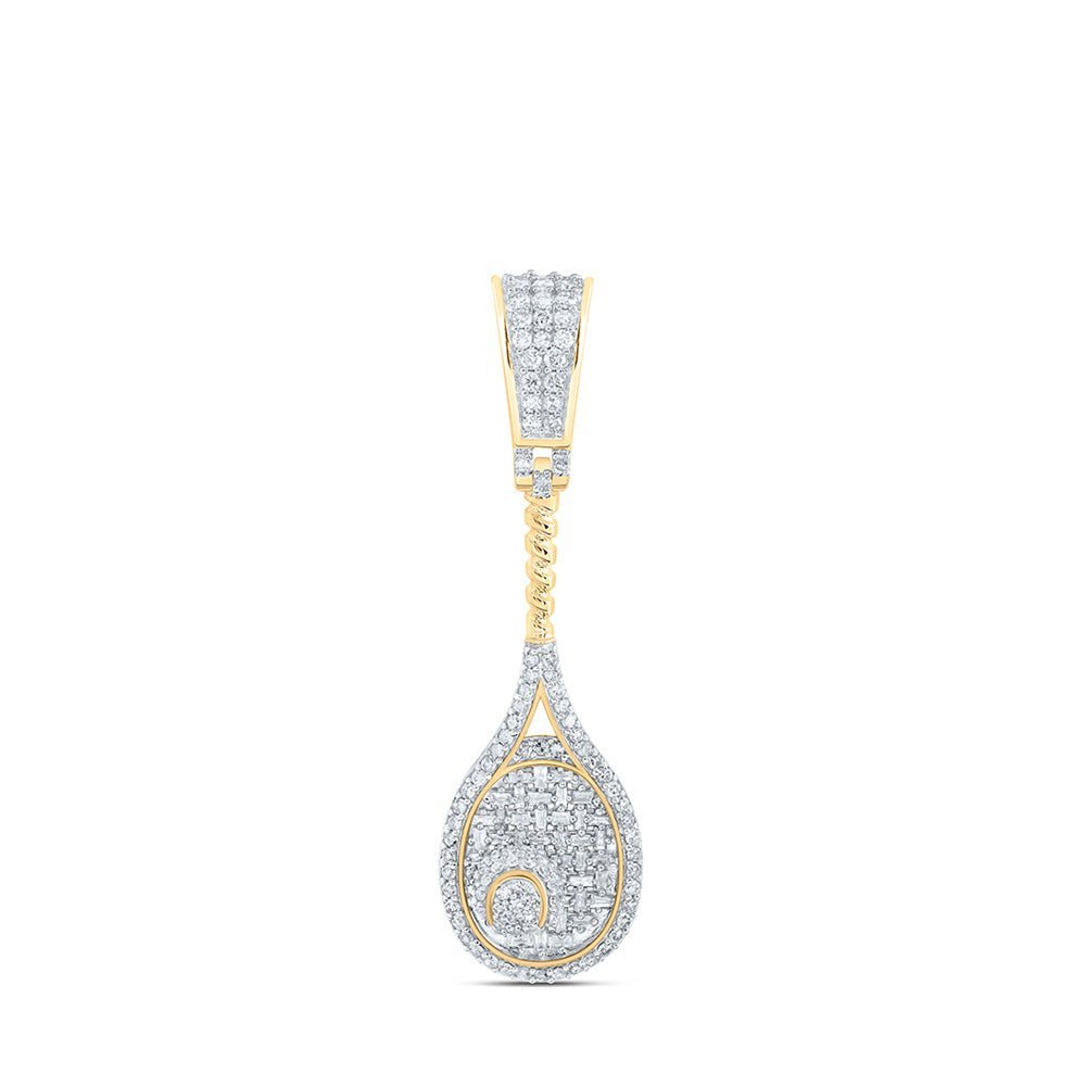 10kt Yellow Gold Men's Diamond Tennis Racket Sport Charm Pendant - 1 Cttw - Splendid Jewellery
