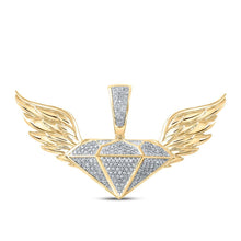 Load image into Gallery viewer, 10kt Yellow Gold Men's Diamond Wing Charm Pendant - 1/3 Cttw - Splendid Jewellery
