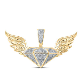 10kt Yellow Gold Men's Diamond Wing Charm Pendant - 1/3 Cttw - Splendid Jewellery