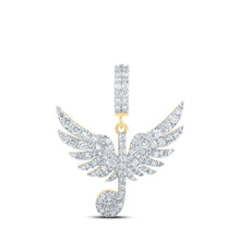 Load image into Gallery viewer, 10kt Yellow Gold Men's Diamond Wing Music Note Treble Charm Pendant - 1 Cttw - Splendid Jewellery