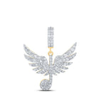 10kt Yellow Gold Men's Diamond Wing Music Note Treble Charm Pendant - 1 Cttw - Splendid Jewellery