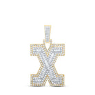 10kt Yellow Gold Men's Diamond X Initial Letter Charm Pendant - 3/4 Cttw - Splendid Jewellery