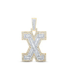 10kt Yellow Gold Men's Diamond X Initial Letter Charm Pendant - 3/4 Cttw - Splendid Jewellery