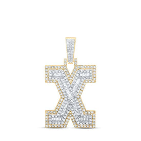 10kt Yellow Gold Men's Diamond X Initial Letter Charm Pendant - 3/4 Cttw - Splendid Jewellery