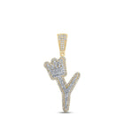 10kt Yellow Gold Men's Diamond Y Crown Letter Charm Pendant - 1 Cttw - Splendid Jewellery