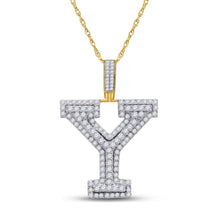 Load image into Gallery viewer, 10kt Yellow Gold Men's Diamond Y Initial Letter Charm Pendant - 1-1/2 Cttw product  Top View from Splendid Jewellery