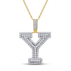 10kt Yellow Gold Men's Diamond Y Initial Letter Charm Pendant - 1-1/2 Cttw product  Top View from Splendid Jewellery