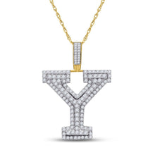 Load image into Gallery viewer, 10kt Yellow Gold Men's Diamond Y Initial Letter Charm Pendant - 1 - 1/2 Cttw - Splendid Jewellery