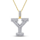 10kt Yellow Gold Men's Diamond Y Initial Letter Charm Pendant - 1 - 1/2 Cttw - Splendid Jewellery