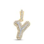 10kt Yellow Gold Men's Diamond Y Initial Letter Pendant - 1/6 Cttw - Splendid Jewellery - Splendid Jewellery