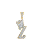 10kt Yellow Gold Men's Diamond Z Crown Letter Charm Pendant - 1 Cttw | Splendid Jewellery - Splendid Jewellery