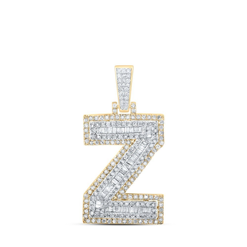 10kt Yellow Gold Men's Diamond Z Initial Letter Charm Pendant - 1 Cttw - Splendid Jewellery - Splendid Jewellery