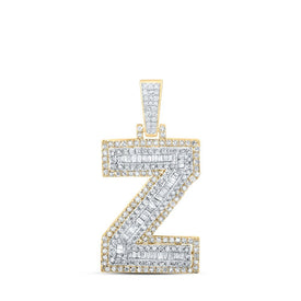 10kt Yellow Gold Men's Diamond Z Initial Letter Charm Pendant - 1 Cttw - Splendid Jewellery - Splendid Jewellery