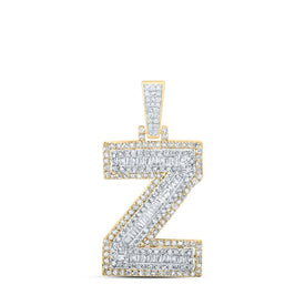 10kt Yellow Gold Men's Diamond Z Initial Letter Charm Pendant - 3/4 Cttw - Splendid Jewellery - Splendid Jewellery