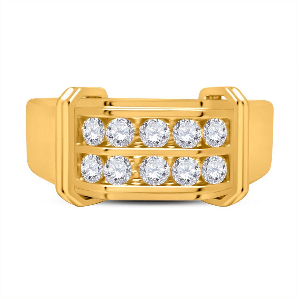 10kt Yellow Gold Men's Double Row Diamond Band Ring - 3/8 Cttw | Splendid Jewellery - Splendid Jewellery