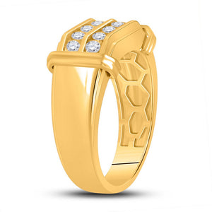 10kt Yellow Gold Men's Double Row Diamond Band Ring - 3/8 Cttw | Splendid Jewellery - Splendid Jewellery