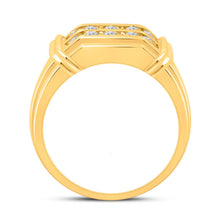 Load image into Gallery viewer, 10kt Yellow Gold Men&#39;s Double Row Diamond Band Ring - 3/8 Cttw | Splendid Jewellery product Side View from Splendid Jewellery